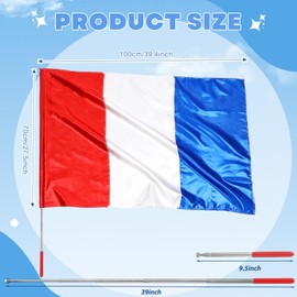 SmoothNovelty Independence Day Metallic Praise Dance Worship Flags with Scalable Rod Set 40 Inch x 27 Inch for Dance Church Banderas De Danza Praise Church(Red, White, Blue)