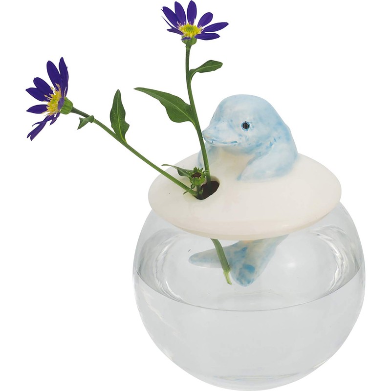 Sunart SAN3181-2 Cute Miscellaneous Goods Dome-Shaped Single Vase Dolphin