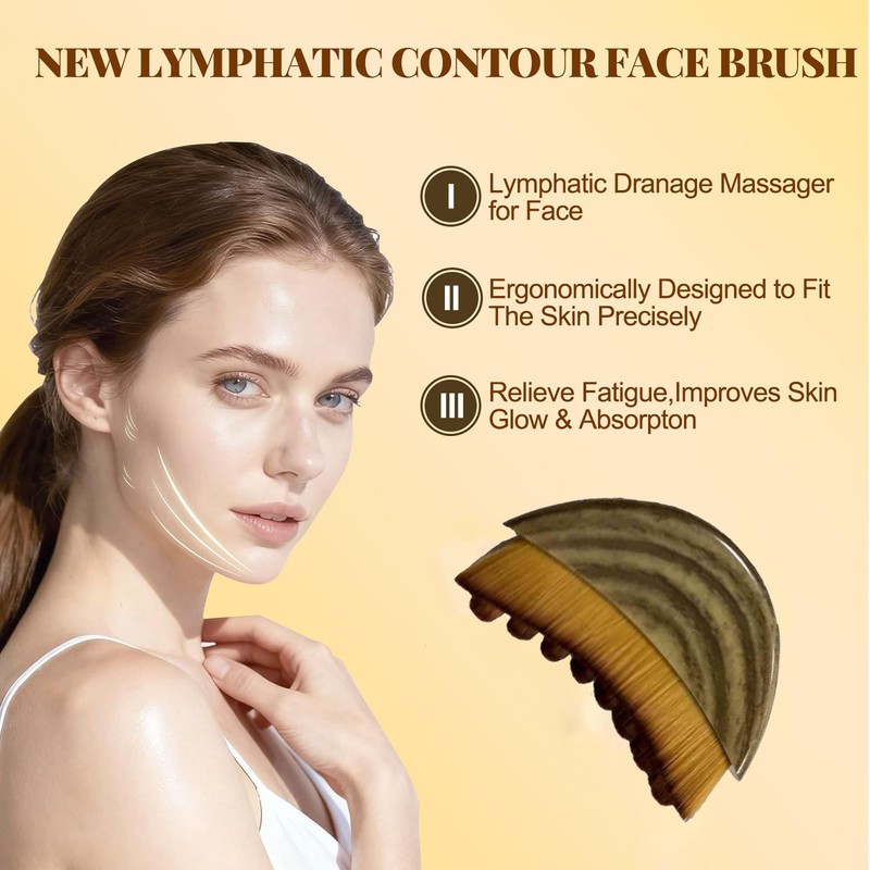 EIRAZ Lymphatic Drainage Face Massager, Ergonomic Contour Brush for Dry