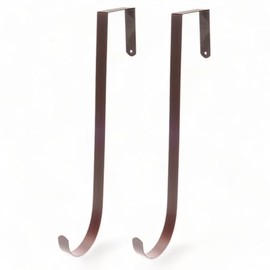 MIJOMA Set of Window Hooks, Door Hooks, Decorative Hooks for Door Wreaths, Seasonal & Festive Decoration, No Drilling or Gluing, for Standard Windows and Doors, Powder-Coated Brown, 2 Pieces - 27 cm