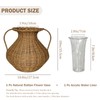 Handwoven Natural Rattan Flower Vase, Wicker Basket with Acrylic Liner,