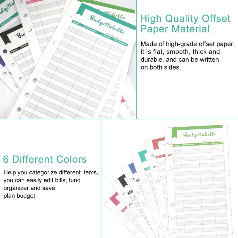 TANCUDER 96 Sheets Budget Sheets, Refill Paper A6, Budget Planner