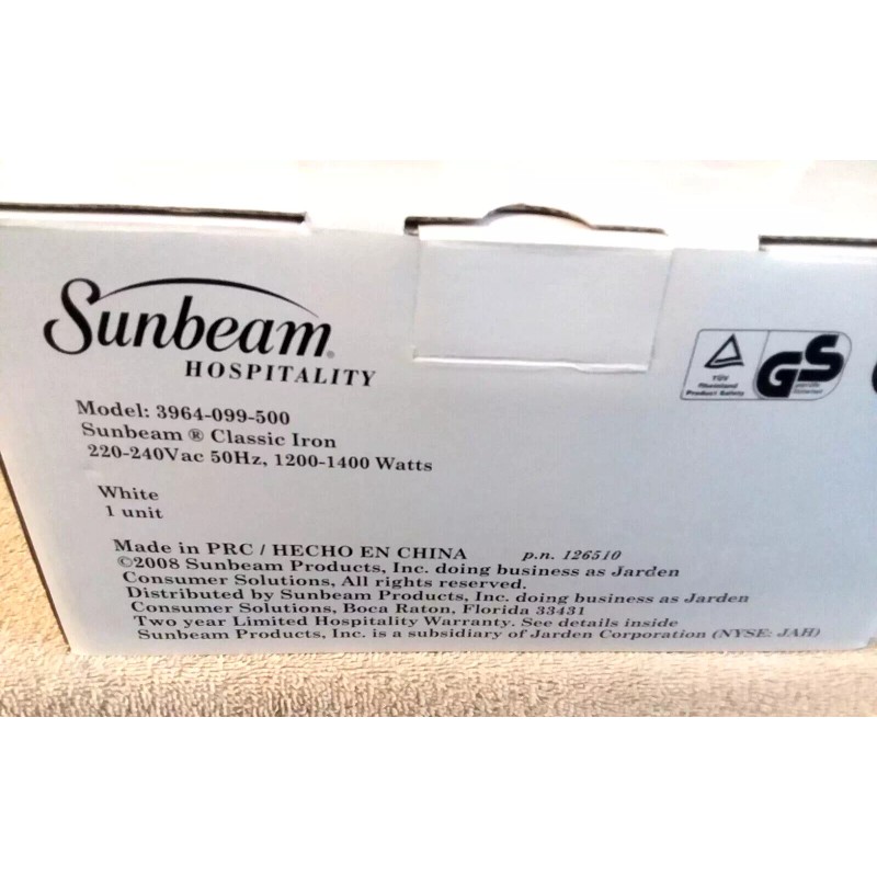 Sunbeam Hospitality Classic Iron 1200-1400 Watt (European Plug Edition) ~