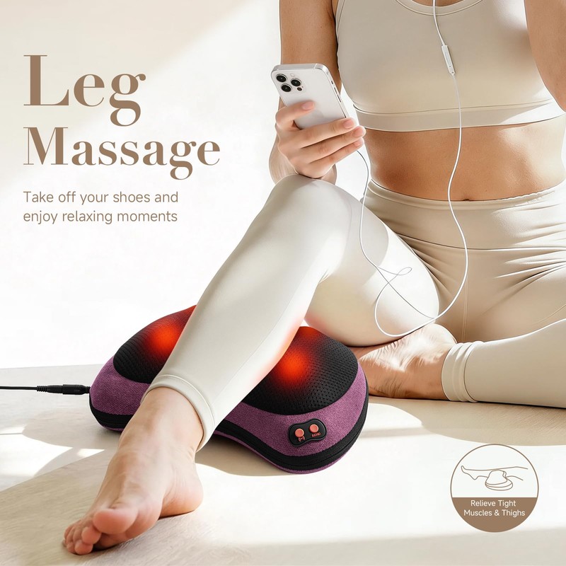 Back Massager with Heat,Shiatsu Pillow for Body Pain Relief Purple