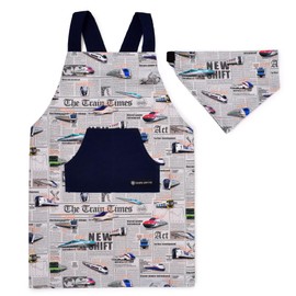 COLORFUL CANDY STYLE N7910110 Back Cross Children's Apron (39.4 - 47.2 inches (100 - 120 cm) Bullet Train and Railway World Gray for Children, Just Put On, Triangle Width Set, Boys