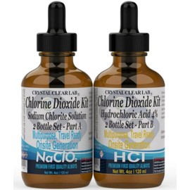Crystal Clear Lab Chlorine Dioxide Kit | Hydrochloric Acid 4-5% (HCl) : Sodium Solution (8oz) Liquid Set