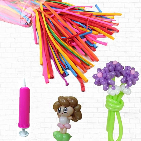 Tinyuet Modelling Balloons, 100 Pieces Magic Balloons with Pump, Balloons