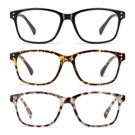 LKEYE Reading Glasses Women Men Anti Glare Blue Light Blocking Computer Reader Stylish Designer Unbreakable Spring Hinge 360 Eyeglasses (LK6091 Black,Demi,WhiteTortoiseshell +125 x)