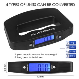 TRIXES Portable Digital Luggage Scales Travel Accessory with 12 Month Warranty