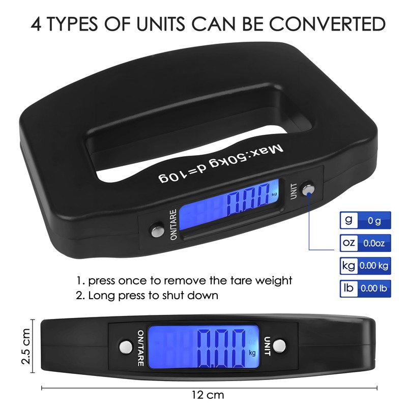 TRIXES Portable Digital Luggage Scales Travel Accessory with 12 Month