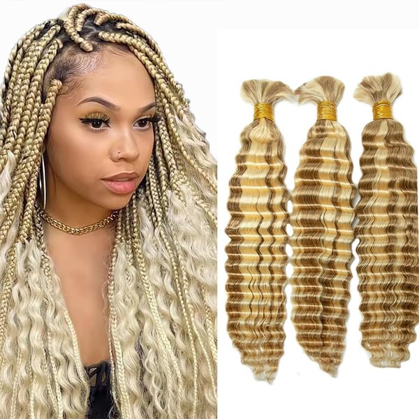 12 Inch P27/613 Highlight Blonde Human Braiding Hair for Boho