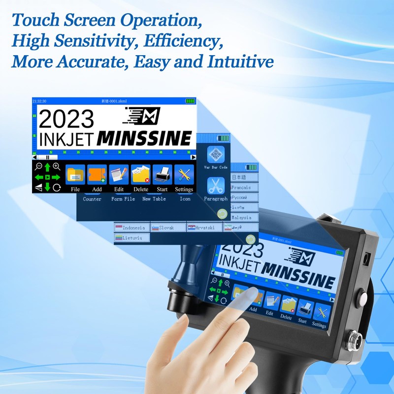 Minssine Handheld Inkjet Printer Gun MS-Z10 with 42ml Quick-Drying Ink
