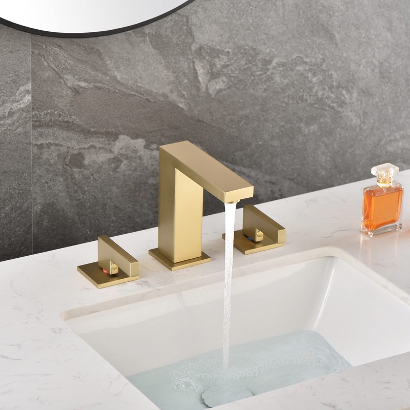 sumerain Brushed Gold 8 Inch Widespread Bathroom Faucet 2 Handle