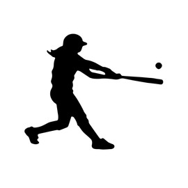 Softball Batter Girl Sticker Decal Notebook Car Laptop 5" x 4" (Black)