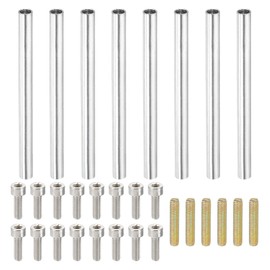 PATIKIL 60mm (2.4") Round Coupling Nuts Kit, M4 Threaded Connector Bar Hardware with Fully Thread Rods Socket Screws for Lamp Model Furniture DIY Repair Part