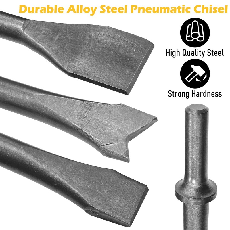 Socpuro 10Pcs Air Hammer Bits Set, Pneumatic Chisel Tools with