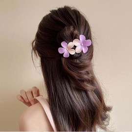 Xduargs Flower Hair Clip Barrettes Vintage Flower Hair Claw Clips Non Slip Hair Clips Grip French Flower Floral Hair Clips Pins Flower Hawaiian Flower Hair Decorative (Purple)