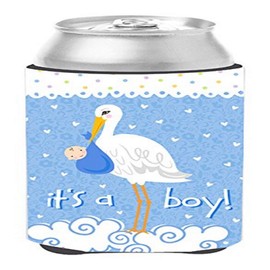 Caroline's Treasures VHA3012CC It's a Baby Boy Can or Bottle Hugger Cooler Washable Drink Sleeve Collapsible Beverage Insulated Holder, Can Hugger, Multicolor