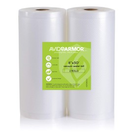 Avid Armor Vacuum Sealer Bags 8x50 Rolls 2 Pack for Food Saver, Seal a Meal Vac Sealers Heavy Duty Commercial, BPA Free, Sous Vide Vaccume Safe, Cut to Size Storage Bag 100 Total Feet Embossed