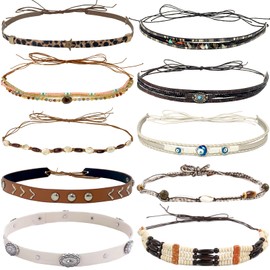 nemokamai 10 Pcs Cowboy Hat Bands for Men Women, Cowgirl Hat Band for Western Hats Straw Hats Fedora Hats, Rural Hatbands Multi