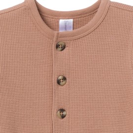 Modern Moments by Gerber Baby Boys' Long Sleeve Long Leg Slouch Romper, Taupe, 3-6 Months