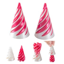 2 PCS 3D Printed Spiral Cone Fidget Toys, Impossible Cone Spiral Cone Stress Relief Toy for Kids and Adults, Ideal for Anxiety and ADHD, for All Ages Red-White