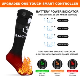 SNOW DEER Upgraded Rechargeable Electric Heated Socks，Ultimate Foot Warmer for Men & Women, Perfect for Skiing, Camping, Hiking, Motorcycling, &Outdoor Riding in Winter (S)