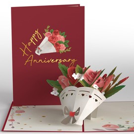 Lovepop Happy Anniversary Card | Romantic Roses 3D Pop-Up Card for Wife, Husband, or Couple | Unique Wedding or Marriage Celebration Gift