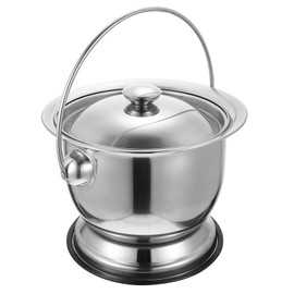 Hemoton Stainless Steel Urine Bucket Portable Toilet Travel Urinals for Men Urinals for Women Bedside Urinal with Lids Small Bucket with Lid Bed Pan Stainless Steel Chamber Pot