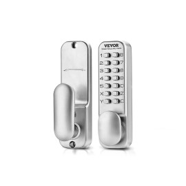 Mechanical Keypad Door Lock Polished Zinc Alloy Keyless Entry Password Unlock D0100X3GNPXType: Handle+Knob, Color: Silver Color