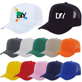 12 Pack 5 Panel Trucker Hats, Mesh Back Baseball Caps for Men and Women, Hats in Bulk