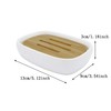 Lofekea Ceramic Soap Dish Bamboo Soap Holder for Bathroom and