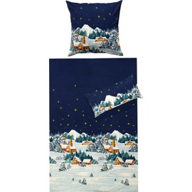 Erwin Müller Flannelette Bed Linen Blue Size 200 x 220 cm (80 x 80 cm)