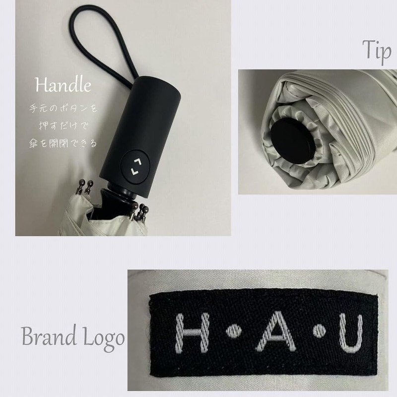 H・A・U Logo Simple Auto Open and Close Umbrella, For Rain