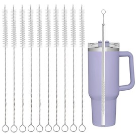 Xiaozuoyue Cepillo para Polvo Limpiador de Pajitas Extendido 10 Piezas,Cepillo para Popotes de Acero Inoxidable y Nailon, Cepillo para Pajitas Extra Largos Cepillos de Limpieza para Limpiar Acuario
