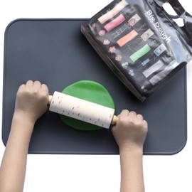 Bio Dough Natural Modelling Dough with Silicone Mat & Roller - Scented, Non Toxic Fun Set for Kids - 9 Reusable Color - Handmade in Australia - Eco Friendly Dough Kit for Creative Sensory Play | Multi