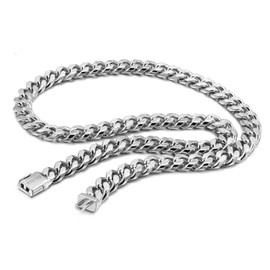 H&Beautimer Men Fashion 925 Sterling Silver Necklace 10mm-18 20 "22" 24" 26" 28" Curb Cuban Chain Solid Thick Large Link Chocker Jewelry Gift (Fashion style, 20 inches)