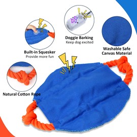 umosis Interactive Dog Toy,Automatic Wiggles Dog Frisbee with Doggie Squeaky,Fly Disc Dog Toys to Keep Them Busy, Rope for Tug Fetch, Smart Motion Activated,Rechargeable,Size - 11.8" L x 9.45" W