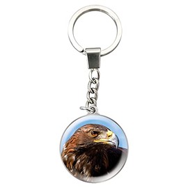 Deluxebase Magnidome Golden Eagle Keychain from Dome-shaped Picture Key Ring with Stainless Steel Chain. Crystal Glass Dome Aesthetic Key Chain. Key Chain Accessories for Women and Key Holder for Men