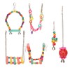 Bird Swing Hanging Toys Wooden Educational Colorful Parrot Swing Chewing