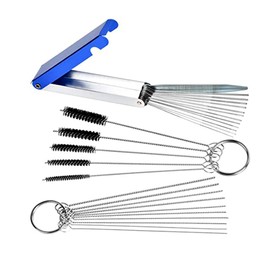 1 Set Jet Cleaning Brushes, Carburetors Carbon Dirt Jet Remove Cleaner 13 Cleaning Wires Set + 10 Cleaning Needles + 5 Nylon Brushes Tool Kit
