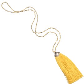 KELITCH Women's Tassel Necklace Handmade 925 Silver Beads Chains Necklaces Fashion Tassel Pendant Necklaces, Crystal, No-Gem-Tye