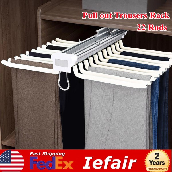 Unbranded Trouser Rack 22 Rods Sliding Pull Out Pants Hanger