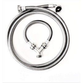 Shark Industrial Steam Dryer Installation Kit - 6FT Stainless Steel Braided Hose with 3/4" FHT 90 Degree Elbow and 1FT Inlet Hose 3/4" FHT with Y-adapter
