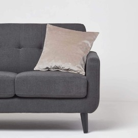HOMESCAPES Luxury Champagne Velvet Cushion Cover 18 x 18 Inch (45 cm) Square Natural/Cream Scatter Cushion for Sofa or Bed