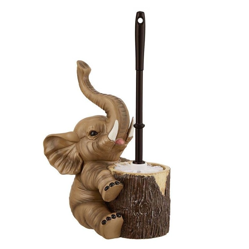 Elephant Toilet Brush and Holder Set - Space Saving, Deep