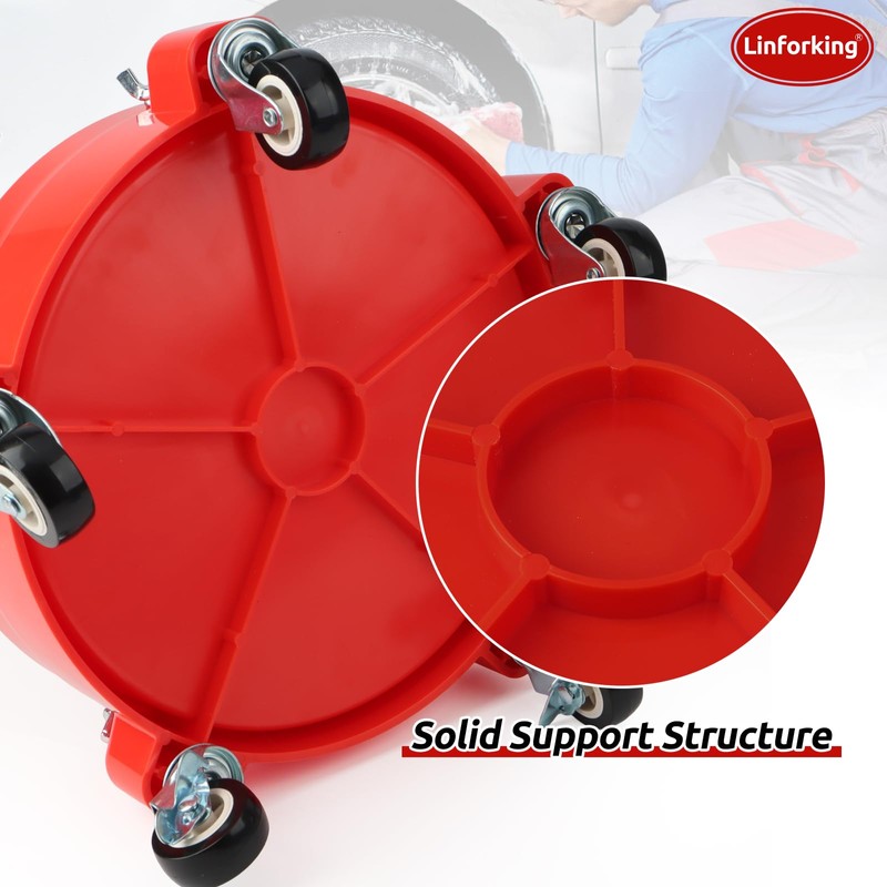 Bucket Dolly 5 Gallon with Wheels,360°Rolling Car Wash Bucket Roller
