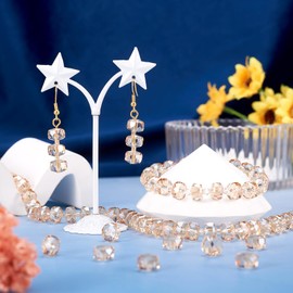 Crafans 60Pcs Rondelle Glass Beads 10MM Transaparent Rainbow Plated Glass Spacer Bead Crystal Faceted Crafts Beads for DIY Bracelet Jewelry Making, PeachPuff