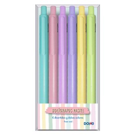 Dohe 79600 - pastel colored pens, blue ink, pack of 6