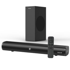 Sound Bars for TV with Subwoofer 2.1 CH 120W Soundbar for TV, for PC, Gaming, Surround Sound System TV Sound Bar Speakers, Home Theater with Bluetooth, HDMI, AUX, USB, Opt Connection, 16 Inch, MF604S